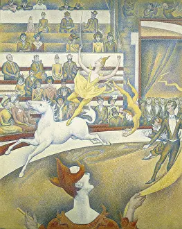 SEURAT, Georges (1859-1891). The Circus. 1891. Work begun by Seurat but finished by his friends. Pointillism. Oil on canvas. FRANCE. Paris. Musee d'Orsay (Orsay Museum)