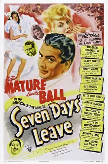 Images Dated 6th June 2015: SEVEN DAYS LEAVE, US poster art, Victor Mature, Lucille Ball, 1942