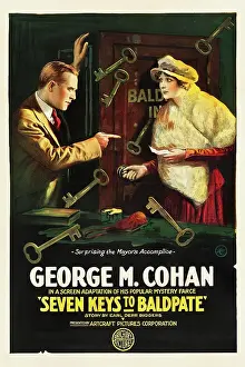 Cohan Prints: SEVEN KEYS TO BALDPATE, l-r: George M. Cohan, Anna Q. Nilsson on poster art, 1917