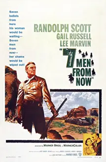 2014 Prints: SEVEN MEN FROM NOW, (aka 7 MEN FROM NOW), US poster art, left: Randolph Scott, 1956