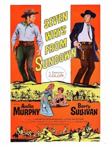 Murphy Prints: SEVEN WAYS FROM SUNDOWN, poster art, top l-r: Audie Murphy, Barry Sullivan, 1960