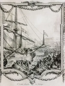Crusade Prints: Seventh Crusade (1248). Louis IX disembarking in the north of Africa