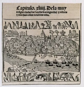 Woodcuts Prints: Sevilla in 1548. Xylography. SPAIN
