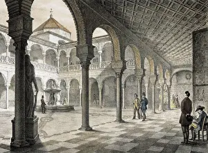 Andalucia Prints: Seville. Courtyard of the House of Pilate