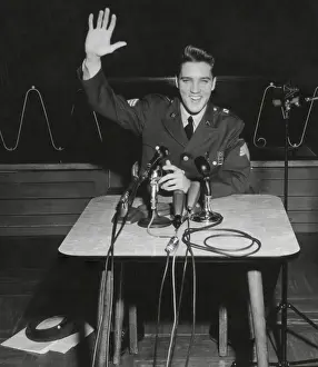 Rock N Roll Prints: Sgt. Elvis A. Presley answers question for the civilian and military press. March 1, 1960