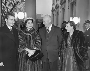 Iranians Prints: Shah of Iran and Queen Soraya are welcomed to the White House by President and Mamie Eisenhower
