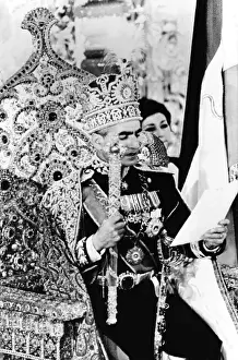 Iranians Prints: Shah of Iran reads a statement from the Peacock Throne after his coronation on Oct
