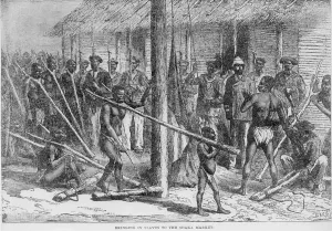 Slaves Prints: Shaka Slave market in Africa in the late 19th century