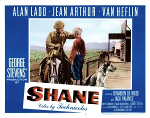 Horseback Prints: SHANE, from left, Alan Ladd, Brandon de Wilde, 1953