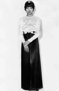 Pajamas Prints: SHANGHAI EXPRESS, Anna May Wong, in brown-and-white satin pajamas by Travis Banton, 1932