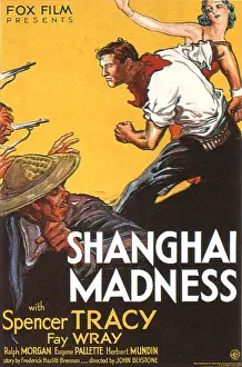 Pointing Gun Prints: SHANGHAI MADNESS, US poster, from center: Spencer Tracy