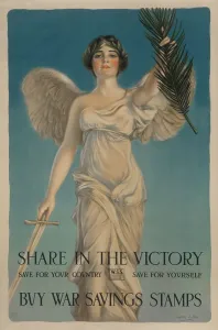 Finance Prints: SHARE IN THE VICTORY, American World War 1 poster promoting War Saving Stamps, 1918