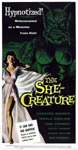 English Prints: THE SHE-CREATURE, US poster art, from left: Marla English, Paul Blaisdell, 1956