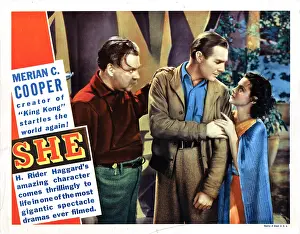 Mack Prints: SHE, from left, Nigel Bruce, Randolph Scott, Helen Mack, 1935
