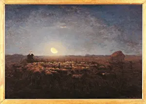 Moonlight Prints: The Sheep Meadow. Moonlight, by Jean-Franois Millet