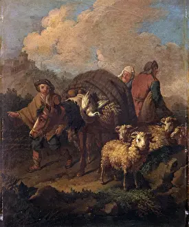 Blanket Prints: Sheperds Travelling with Donkey and Sheep