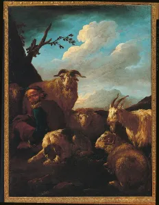 Picture Frame Prints: Shepherd with Animals, by Philipp Peter Roos known as Rosa da Tivoli