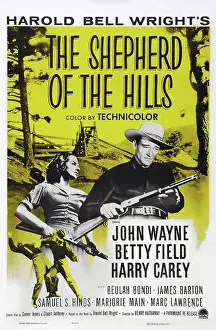Field Prints: THE SHEPHERD OF THE HILLS, from left: Betty field, John Wayne on 1955 reissue poster, 1941
