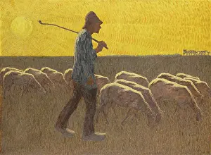 Shepherd Prints: Shepherd with Sheep, by Cornelis Albert van Assendelft