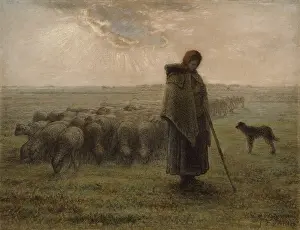 Lcgr1606 Prints: Shepherdess with her Flock, by Jean-Franois Millet