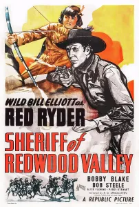Bill Prints: SHERIFF OF REDWOOD VALLEY, US poster art, from left: Robert Blake, Bill Elliott, 1946