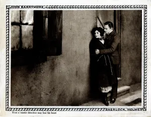 Doorway Prints: SHERLOCK HOLMES, from left, Carol Dempster, John Barrymore, 1922