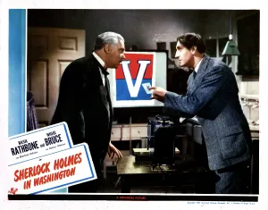 1943 Movies Prints: SHERLOCK HOLMES IN WASHINGTON, from left, Nigel Bruce, Basil Rathbone, 1943
