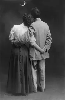 From Behind Prints: Shine on Silver Moon, rear view of man and woman