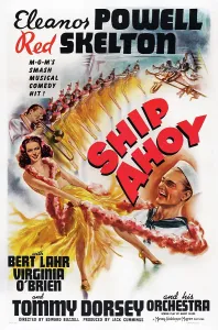 Dancer Prints: SHIP AHOY, US poster art, from left: Tommy Dorsey, Eleanor Powell, Red Skelton, 1942