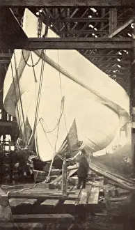 Lcgr1810 Prints: Ship designer, John Ericsson, posing by the hull of the Monitor Dictator