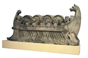 Gastronomy Prints: Ship with a load of wine. Roman art