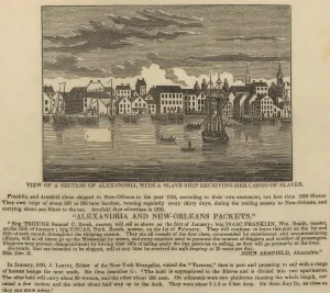 Abolitionists Prints: A ship of slaves in 1836 leaving Alexandria, Virginia on the Second Middle Passage