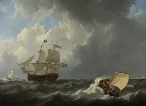 Banners Prints: Ships in a Turbulent Sea, by Johannes Christiaan Schotel