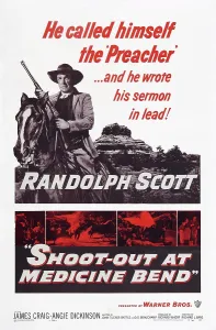 6hp Ec Prints: SHOOT-OUT AT MEDICINE BEND, poster art, Randolph Scott, 1957