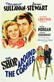 James Prints: THE SHOP AROUND THE CORNER, l-r: Margaret Sullavan, James Stewart on poster art, 1940