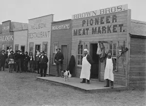 Restaurant Prints: Shopkeepers and customers pose in doorways of new businesses on Broadway Street