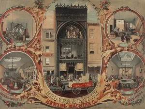 Industrial Revolution Prints: Shoppers at the Grover & Banker Sewing Machine Company store in New York City