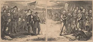 Wood Engraving Prints: Both Sides of the Question is an 1868 political cartoon about the first Presidential election after the US Civil War