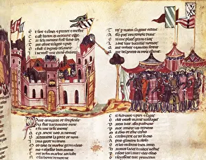 Blockade Prints: Siege of a city. 14th century. Gothic art