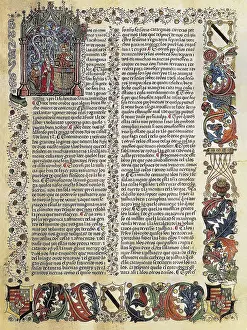 The Siete Partidas Codex, law code from the Kingdom of Castille written in times of Alfonso X the Wise. Gothic art. Miniature Painting. SPAIN. Madrid. National Library
