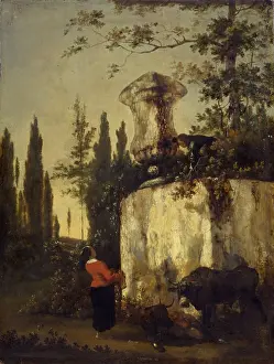Brick Wall Prints: Sight from a garden, by Unknown Artist After Willem Schellinks