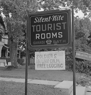Lcgr1409 Prints: Sign for Silent-Nite Tourist Rooms