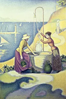 1892 Prints: SIGNAC, Paul (1863-1935). Women at the Well (Femmes au puits ou Jeunes Provenales au puits)