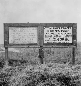 Images Dated 10th June 2013: Signs for migrant workers in Spanish and English