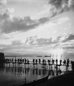 Burma Prints: Silhouette of American troops at Pandu Ghat