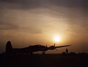 Images Dated 1st August 2007: Silhouette of a flying fortress and crew, Langley Field, Va 1942