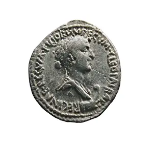 Colorportrait Prints: Silver coin with the portrait of Cleopatra