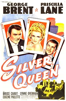 Brent Prints: SILVER QUEEN, US poster, from left: George Brent, Priscilla Lane, Bruce Cabot, 1942