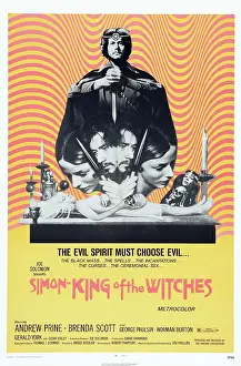 Witchcraft Prints: SIMON, KING OF THE WITCHES, US poster art, top: Andrew Prine, 1971