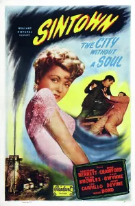 Constance Prints: SIN TOWN, US poster art, Constance Bennett, 1942